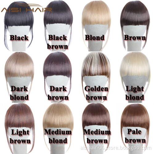 AiSi Hair Hot Sale Heat Resistant Synthetic Fiber Straight Bangs Hair Fringe Clip In Hair Extensions for Women